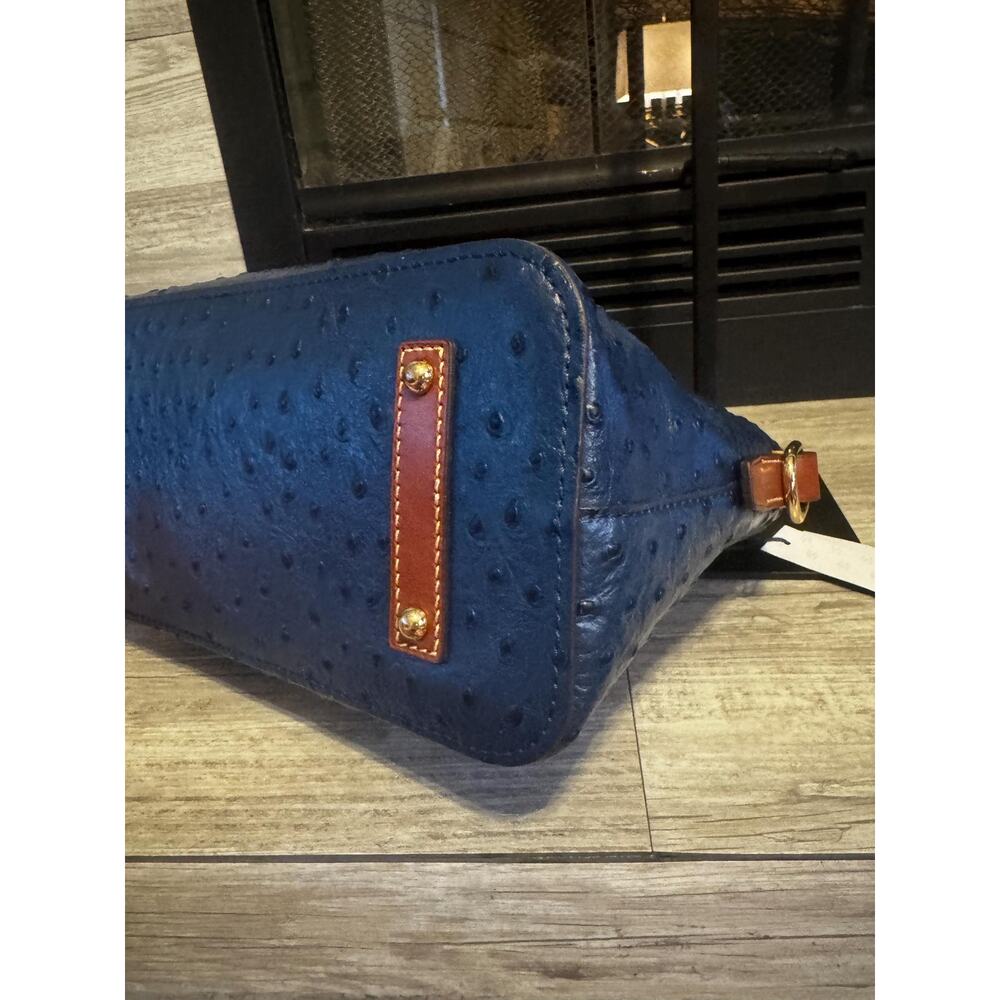 Two piece set- Dooney & Bourke Embossed Ostrich leather Satchel wallet teal blue - Picture 8 of 16